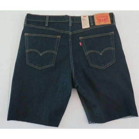Levi's 511 Men’s Sz 38 Dark Blue Denim Slim Stretch Cut Off Style Shorts - Picture 2 of 6